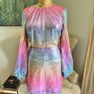 ONE33 SOCIAL Purple Multi Ombre Cut Out Sequin Mini Dress